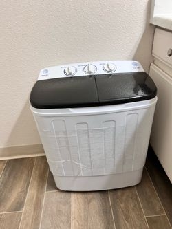 Portable Washing Machine, 25lbs Compact Portable Washer and Dryer Combo with Timer Knobs, Twin Tub Mini Laundry Washer for Apartments, Dorm, Rv, Campi