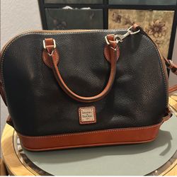 Dooney & Bourke Black And Brown Leather Satchel