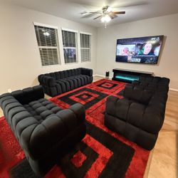 Black Velvet Sofa Set ‼️Please Read Description‼️