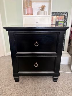 Black 2 Drawer Night Stand