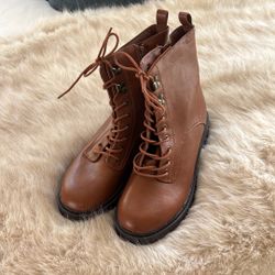 New Brown Lace-Up Ankle Boots 