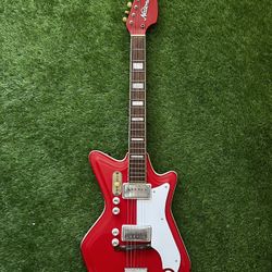 National airline vintage guitar JB Hutto Jack, White Jetson’s Red Electric Reso Glass