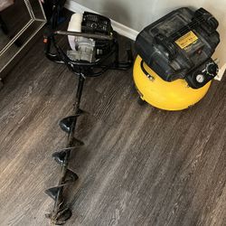 auger with 6in hole bit and dewalt air compressor 