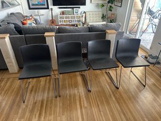 Set of 4 Black Dining Chairs IKEA