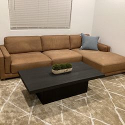 100% Italian Top Grain Leather Sofa w/ Chaise