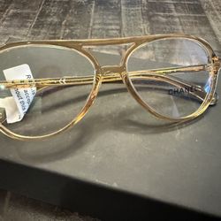 CHANEL Women’s Glasses Gold Translucent Frames