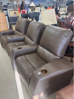 Set of 3 Movie Room Recliners - Excellent Condition