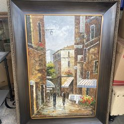 Large Oil Painting On Cavas With Wood Frame