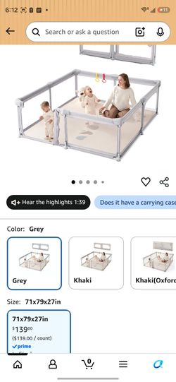 Tohifer baby toddler play pen Large Grey used great condition