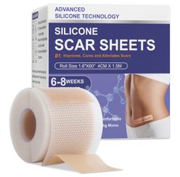 Silicone Scar Sheets, Advanced Medical Silicone Scar Tape(1.6"x 60"Roll-1.5M), Professional Grade Scar Removal Strip for Surgery, Tummy, Mouth, Face, 