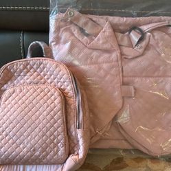 Pink Set Backpack And Travel Or Overnight Bag 