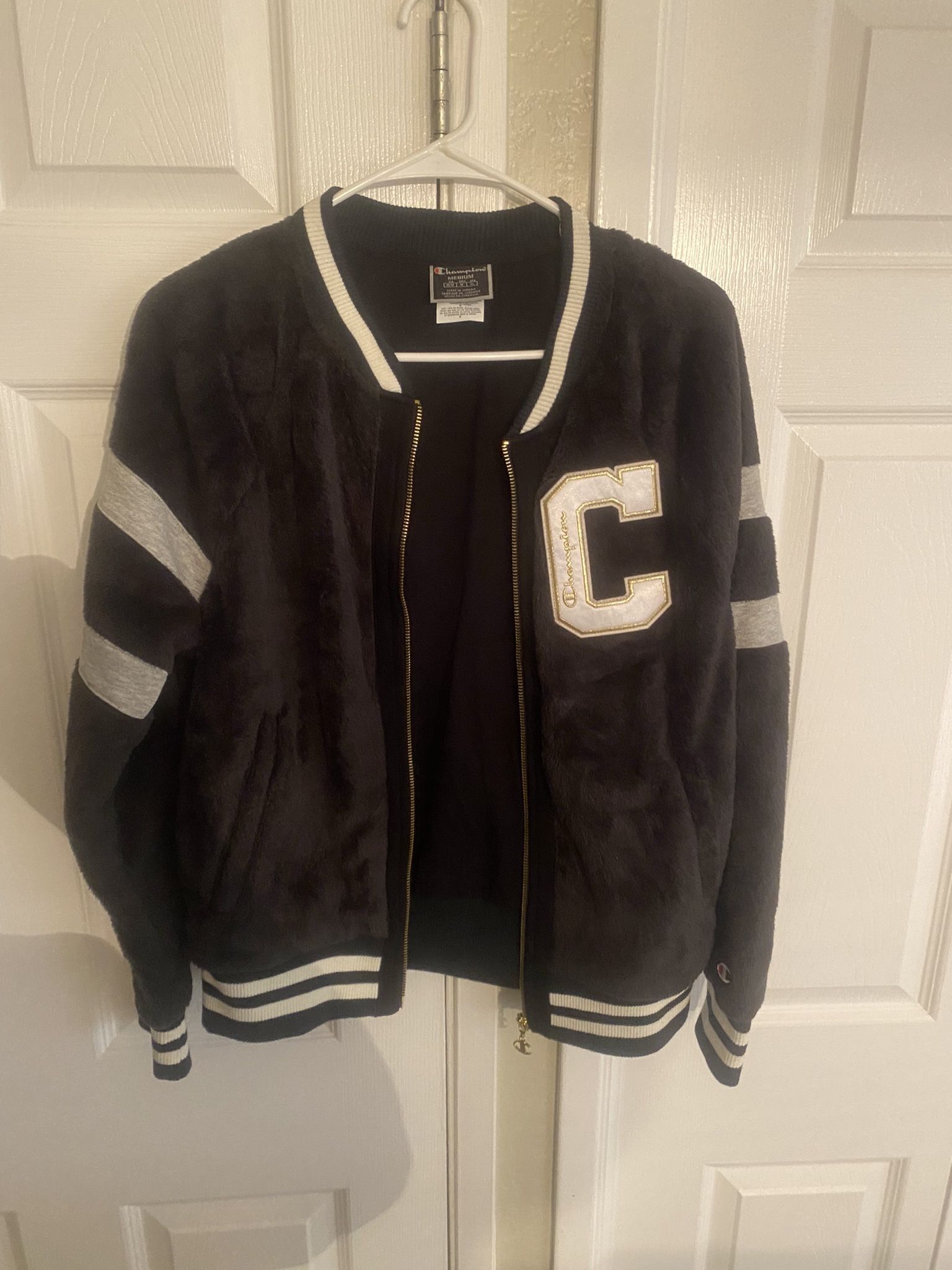 Champion Life Women's Super Fleece Faux Fur Jacket-Felt C, Black, M