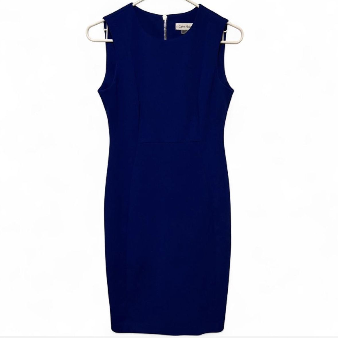 Calvin Klein Sleeveless Crepe Sheath Dress Blue