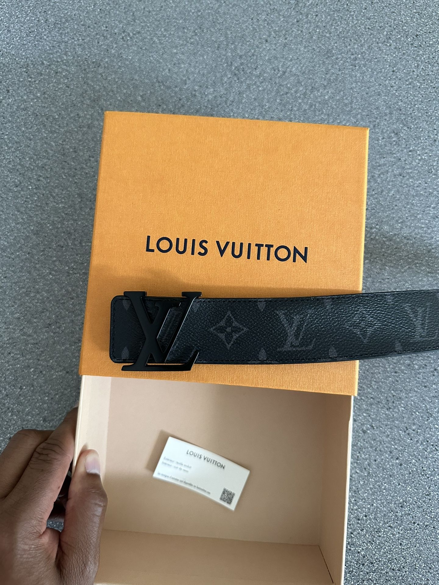 Pre-owned Louis Vuitton Initials Shape Belt Monogram 40mm Absolute Black