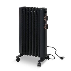 New 1500W Portable Electric Radiator Oil Filled Heater With 3 Heating Modes, Adjustable Thermostat, Matte Black