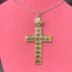 Hearts on cross Pendant sterling silver made in Jerusalem Jewelry Gold-plated used Chain Not-included Sold separately 