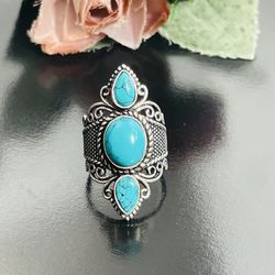 Ring sterling silver size 7 turquoise ring 