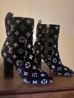 Velvet Louis Vuitton Monogram heels/boots