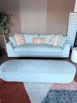 Light Grey Oversized Sofa and XL Ottoman