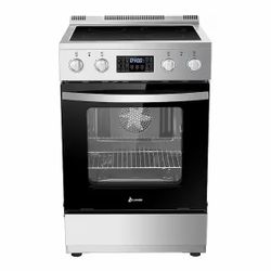 LANBO 24 in. 4 Burner Elements Freestanding Electric Range in Stainless Steel with Air Fry, Rotisserie and True Convection