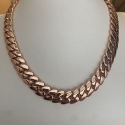 14K Rose Gold Plated Miami Cuban Link – Hand-Filed • Heavy
