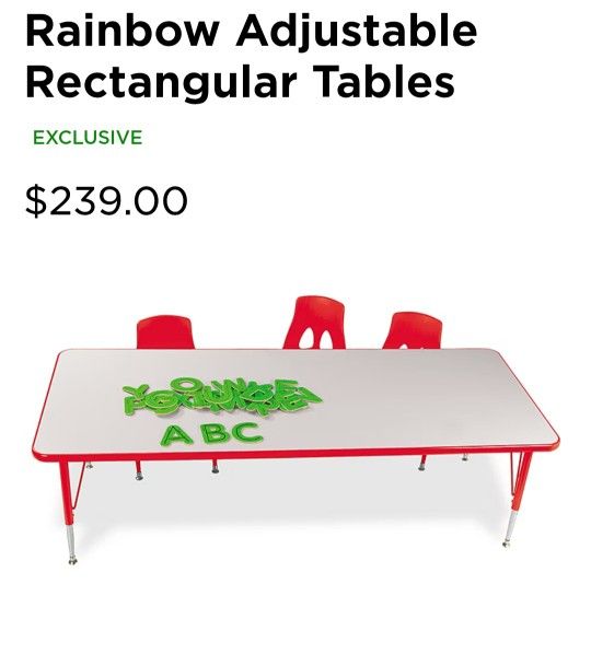 Lakeshore rectangular table rainbow 24x36