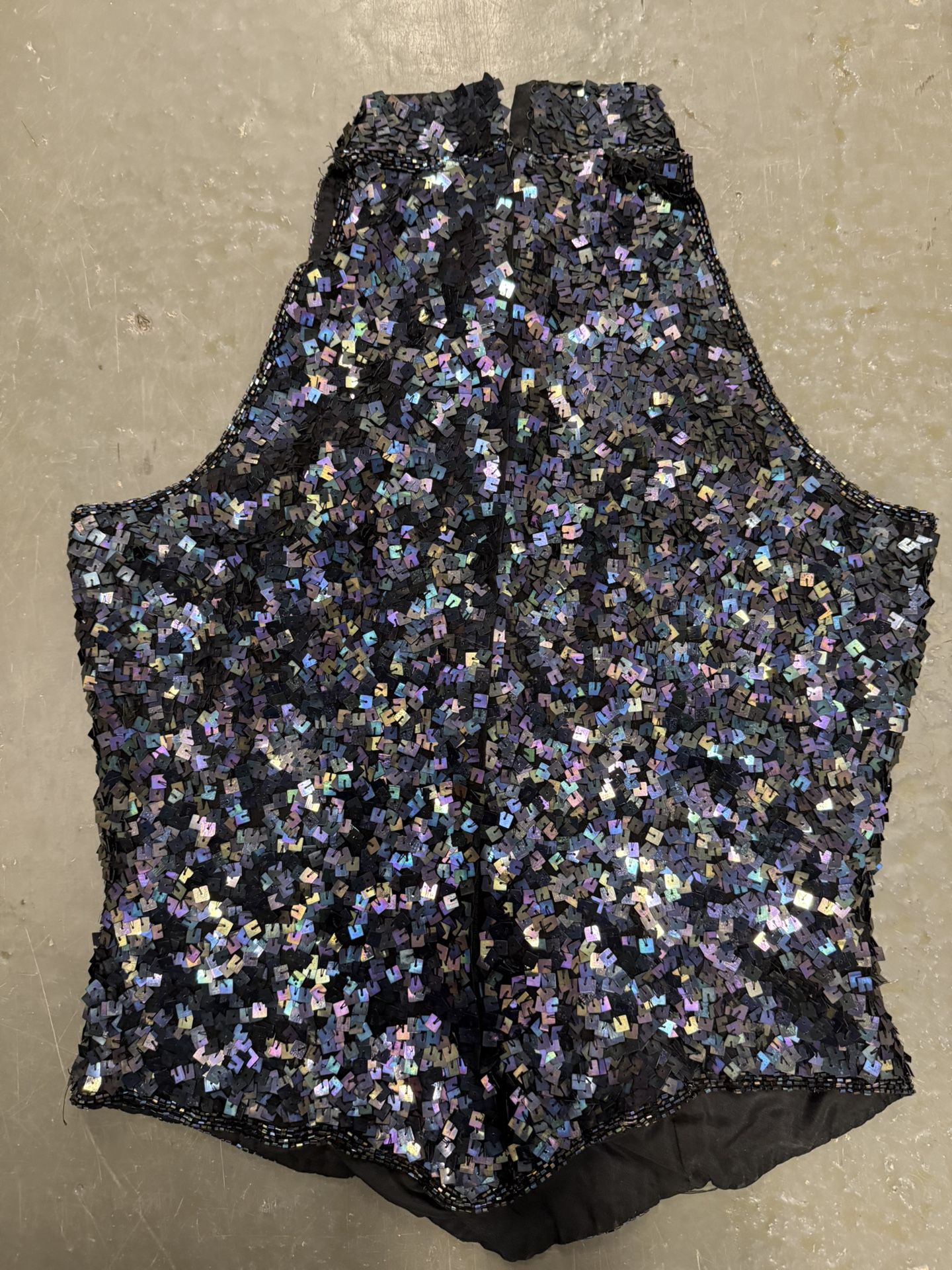 Black Sequin Halter Top From Adrianna Papell