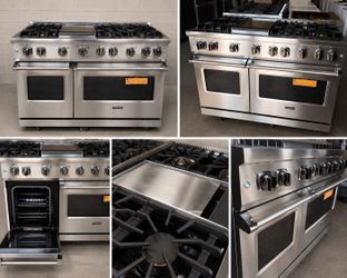 Vikyng 5 series 48 Inch Freestanding Professional Gas Range with 6 Sealed Burners, Double Oven, 6.1 Cu. Ft. Total Capacity, Continuous Grates, VSH™ Pr