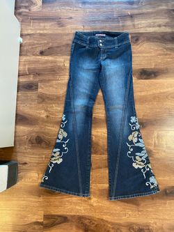 Vintage Bellbottom Jeans with Floral Embroidery