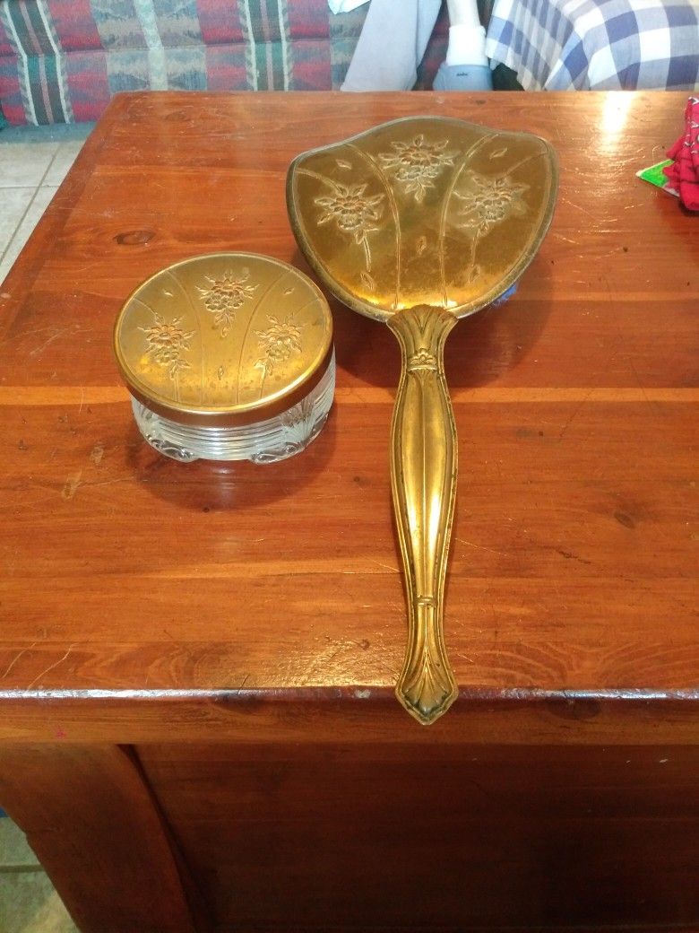 Vintage Powder Jar and Mirror