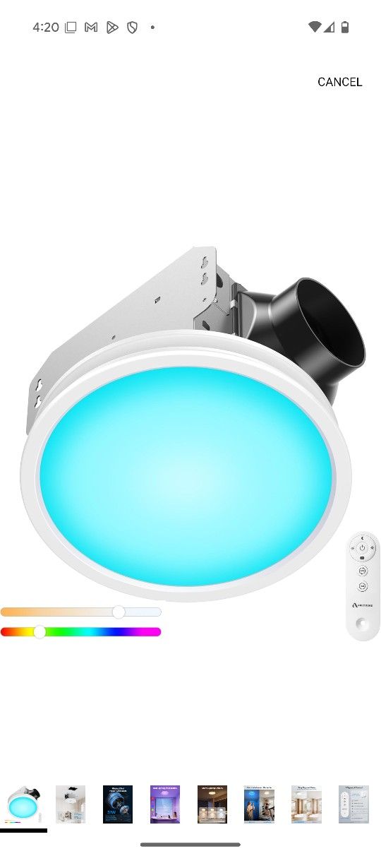 Bathroom Exhaust Fan with RGB Lights, 110CFM/1.0 Sones Vent Fan with 3 Color Temperatures, 5 Adjustable Brightness, Easy to Install, Remote Control, Q