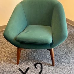 IKEA Office Desks, Coffee Table, Mid-Century Modern Teal Chairs