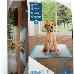 Vibrant Life Training Pads – Super Absorbent  Leak Proof  & Fast Dry Dog 22in X 22in  50 Count