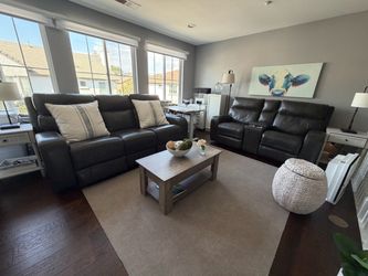 Leather Reclining Sofa & Loveseat Set – Very Comfortable