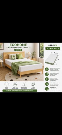 Egohome Twin Memory Foam Mattress 5 Inch