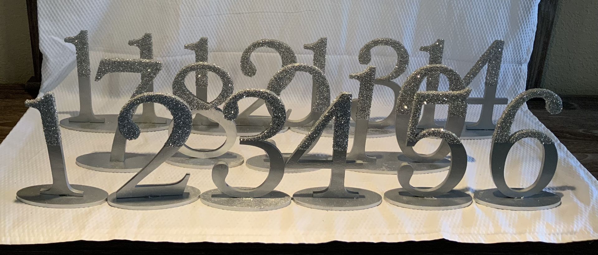 Table Numbers (1 - 14) - Silver And Glitter