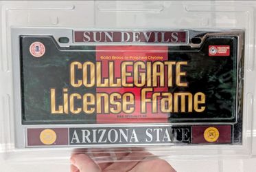 Vintage Solid Brass Arizona State Sun Devils ASU License Plate Holder New Sealed