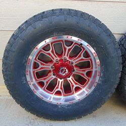 20X10 TIS Red & Machined Face Rims 325 60 20 Nitto Terra Grappler G2 All Terrain Tires 8X6.5 8X170