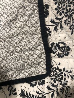 Queen Black/White Quilt & 2 Square European Shams