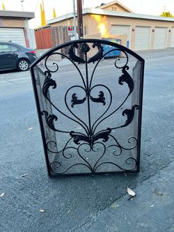 Black Wrought Iron Fireplace Screen