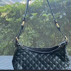 The Sak Leather Handbag Shoulder Bag Purse Black Embossed Diamond Pattern 