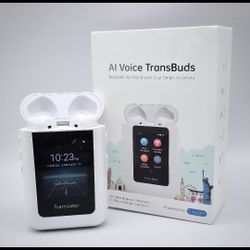 AI Voice Transbuds (Language Translator Device, Translation Earbuds Real Time with 144 Languages, No APP needed!)