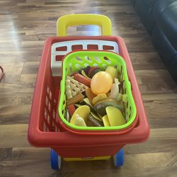 Shopping Cart  Basket With Food Toy 