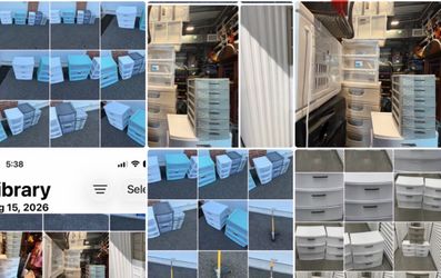 8 sterilite plastic storage containers. Used in good condition. A few were kept in the garage so will need a bit of wiping down. All in good condition