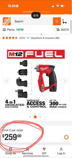 MILWAUKEE M12 FUEL 12V Lithium-Ion Brushless Cordless 4-in-1 Installation 3/8 in. Drill Driver with 4 Heads! Tools Includes One Battery; Homeowner