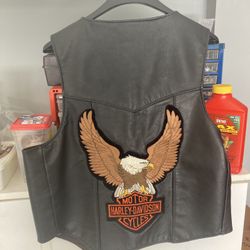 Harley Davidson Leather Vest With Patches 