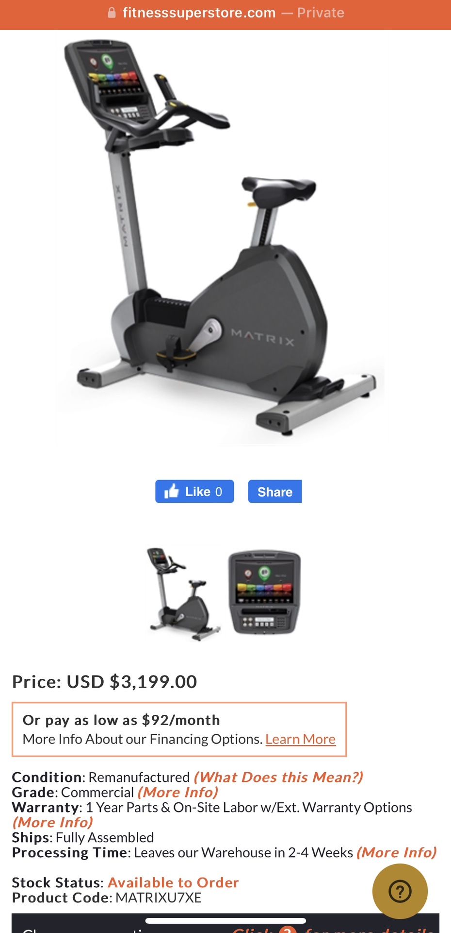 Matrix Bike (Workout, Exercise Gym)