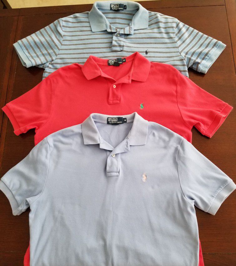 3 Ralph Lauren Polo Shirts  For Men Size M Bundle