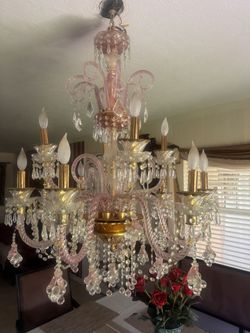 12 Light Swarovski Chandelier Pink $2500