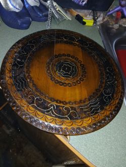 carved wooden wheels.